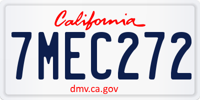 CA license plate 7MEC272