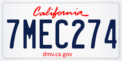 CA license plate 7MEC274