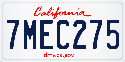 CA license plate 7MEC275