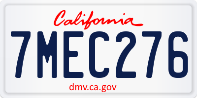 CA license plate 7MEC276