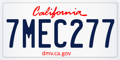 CA license plate 7MEC277