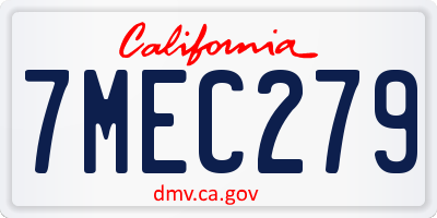 CA license plate 7MEC279