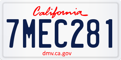 CA license plate 7MEC281