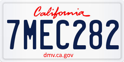 CA license plate 7MEC282