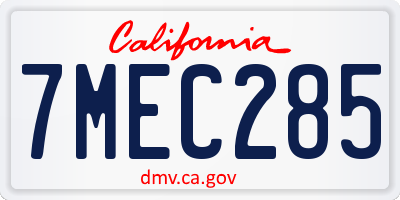 CA license plate 7MEC285