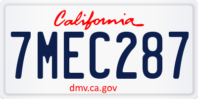 CA license plate 7MEC287