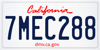 CA license plate 7MEC288