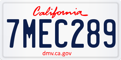 CA license plate 7MEC289