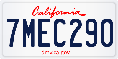 CA license plate 7MEC290