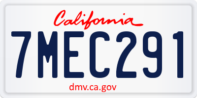 CA license plate 7MEC291