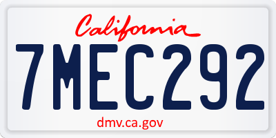 CA license plate 7MEC292