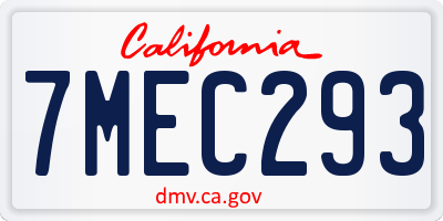 CA license plate 7MEC293