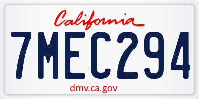 CA license plate 7MEC294
