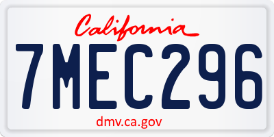 CA license plate 7MEC296