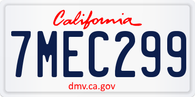 CA license plate 7MEC299