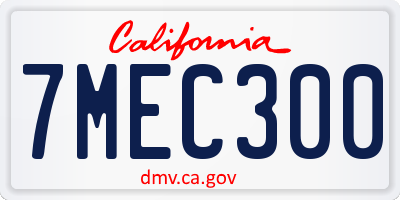 CA license plate 7MEC300