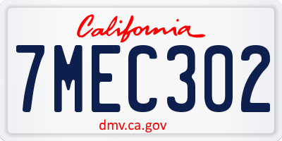 CA license plate 7MEC302