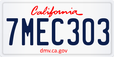 CA license plate 7MEC303