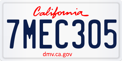 CA license plate 7MEC305