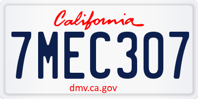 CA license plate 7MEC307