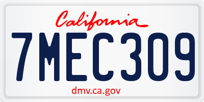 CA license plate 7MEC309