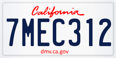 CA license plate 7MEC312