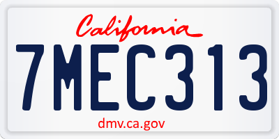 CA license plate 7MEC313
