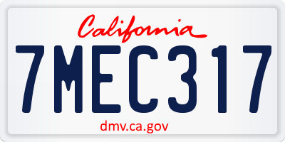 CA license plate 7MEC317
