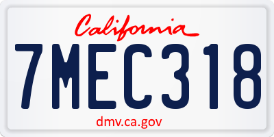 CA license plate 7MEC318