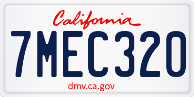 CA license plate 7MEC320