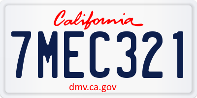 CA license plate 7MEC321