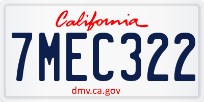 CA license plate 7MEC322