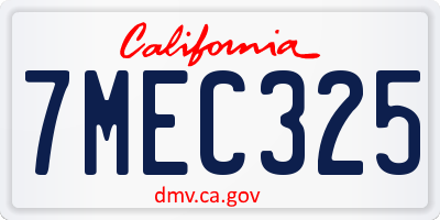 CA license plate 7MEC325