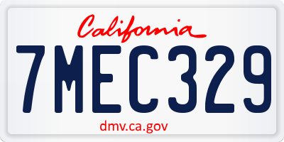 CA license plate 7MEC329