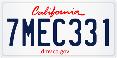 CA license plate 7MEC331