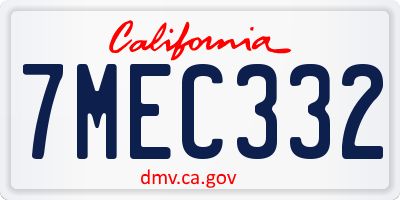 CA license plate 7MEC332