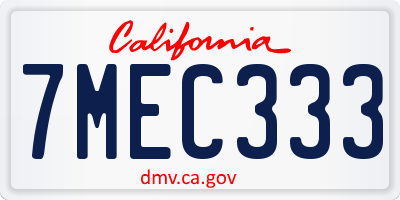 CA license plate 7MEC333