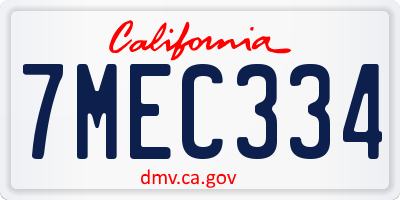 CA license plate 7MEC334