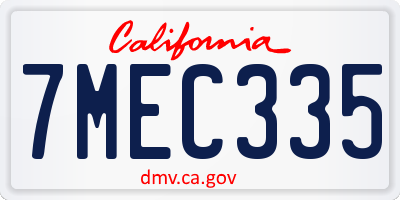 CA license plate 7MEC335
