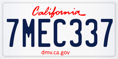 CA license plate 7MEC337