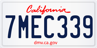 CA license plate 7MEC339