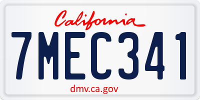 CA license plate 7MEC341