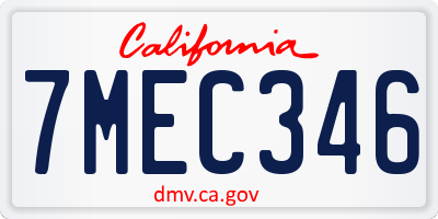 CA license plate 7MEC346