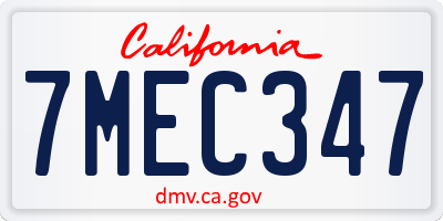 CA license plate 7MEC347