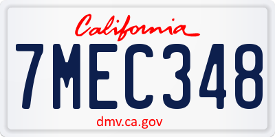 CA license plate 7MEC348