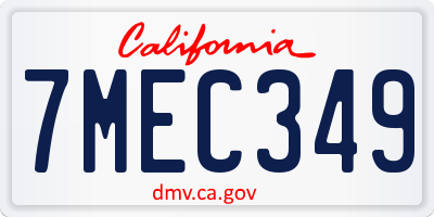 CA license plate 7MEC349
