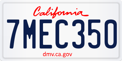 CA license plate 7MEC350