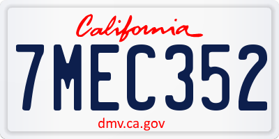 CA license plate 7MEC352