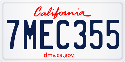 CA license plate 7MEC355
