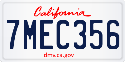 CA license plate 7MEC356